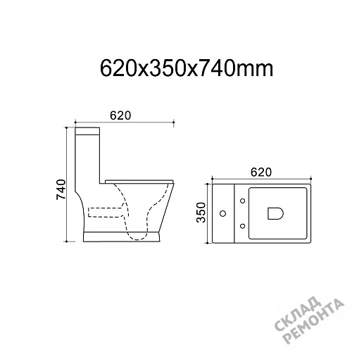 Фото Унитаз моноблок Calypso CS3214OK купить в Мирном: цена, описание, фото. Интернет-магазин 3