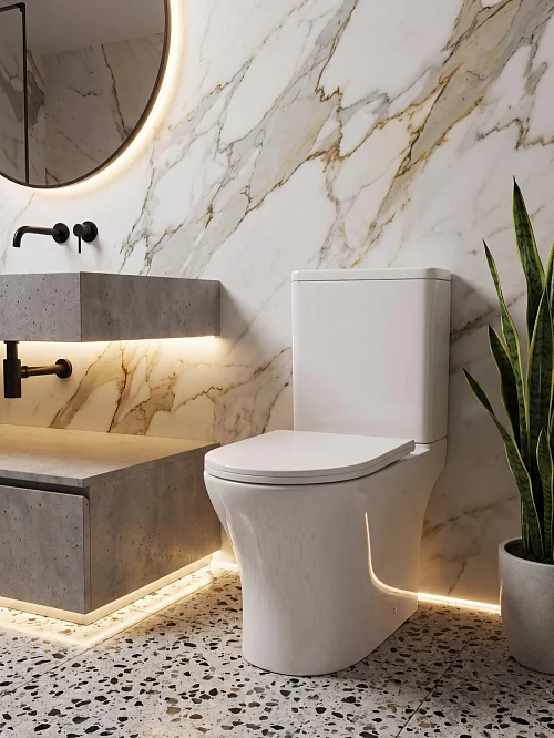 Фото Унитаз компакт напольный Calypso CS4851UQ-TK(OK) безободковый купить в Мирном: цена, описание, фото. Интернет-магазин 1