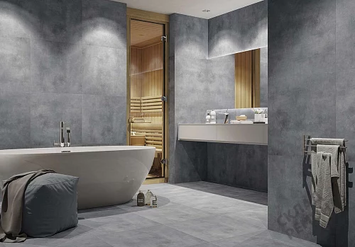 Фото Керамогранит матовый Steppe Ceramics Concrete Antracite серый 600*600*9 – купить в Мирном: цена, описание, фото. Интернет-магазин 3